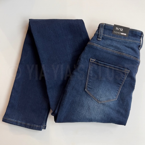 Fashion Nova Women's SZ 11 No Good For Each Other/Dark Denim Stretch Jeans NWT - Picture 5 of 10